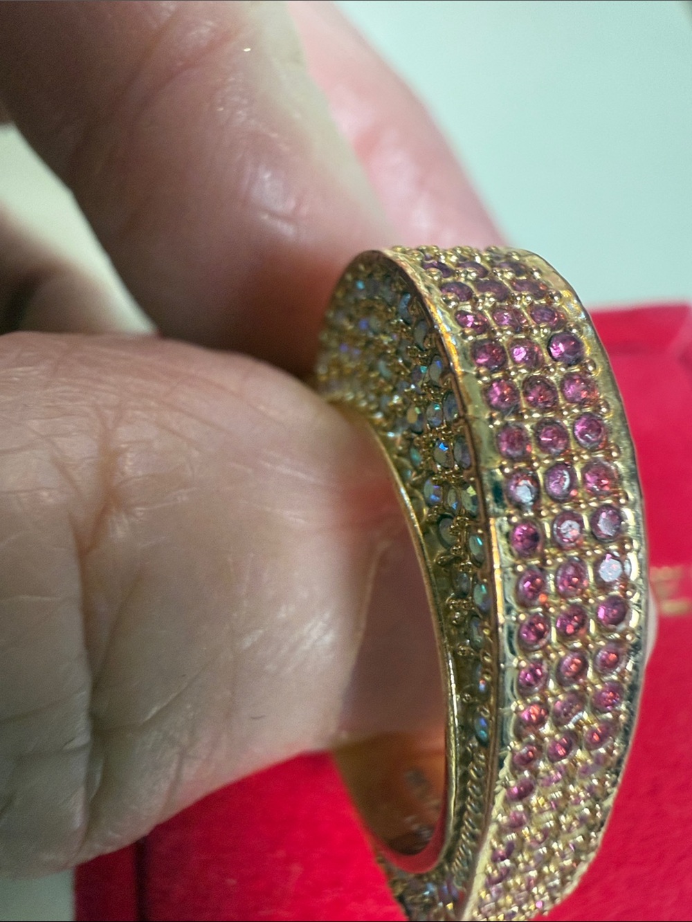Have a Heart Kurt Geiger Pink and Luminescent Crystal Gold Ring - Picture 3 of 6